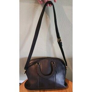 Vintage Coach 5290 Bancroft Brief XL Satchel Bag With Strap Black Leather 1990s